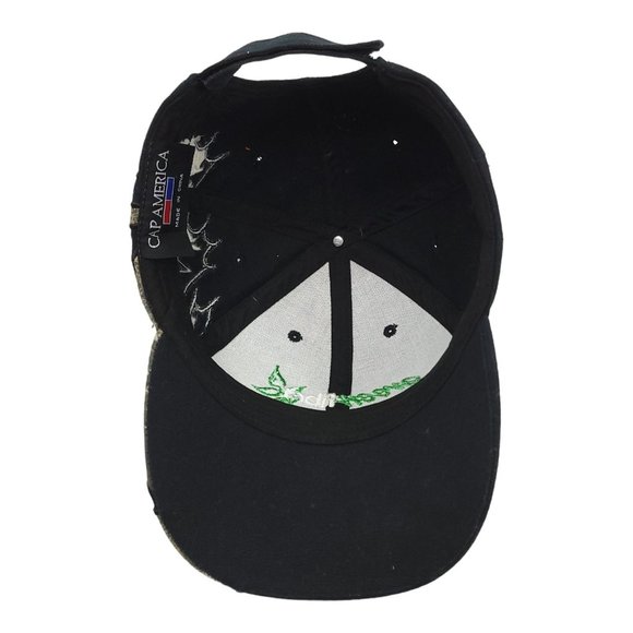 Green Fiber Black Camo Strapback Cap Trucker Baseball Hunter Farming Hat - Picture 5 of 13